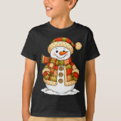 Patchwork Snowman Retro Funny Snowman Holiday Chri T-Shirt (Vorderseite)
