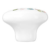 Patchwork Songbird auf der blühenden Zweigstelle Keramikknauf (Seitenansicht)