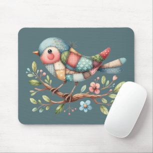 Patchwork Songbird auf der blühenden Zweigstelle Mousepad