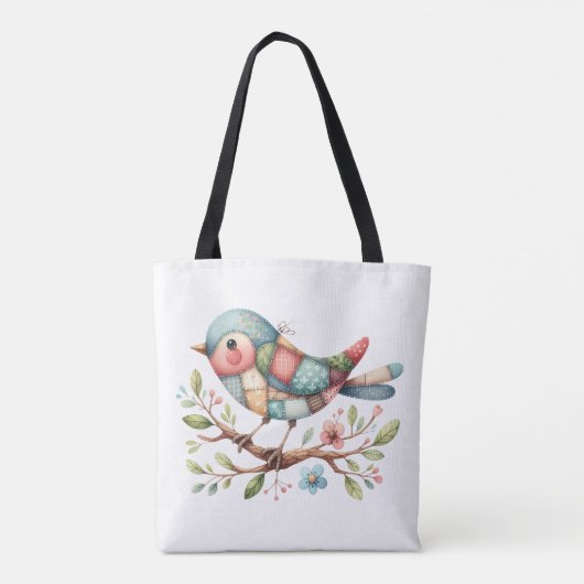 Patchwork Songbird auf der blühenden Zweigstelle Tasche (Rückseite)