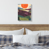 Patchwork-Sonne über Pflaumenfeldern - Textile Vol Leinwanddruck (Insitu (Schlafzimmer))