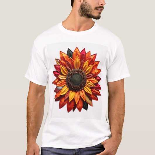 Patchwork Sonnenblume in Sunset Colors T-Shirt (Vorderseite)
