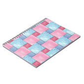 Patchwork Spiral Notebook, Pinks, Blues Notizblock (Linke Seite)