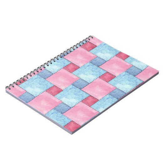 Patchwork Spiral Notebook, Pinks, Blues Notizblock (Linke Seite)