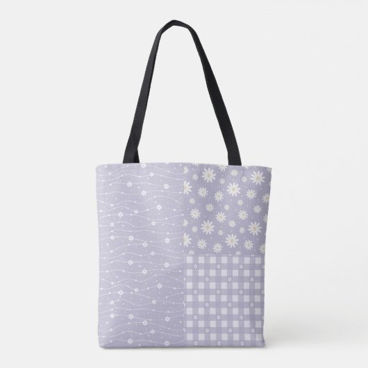 Patchwork Spring Light Lavendel Muster Tote Bag Tasche (Rückseite)