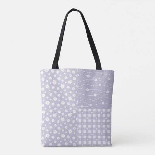 Patchwork Spring Pastell Lavender Muster Tote Bag Tasche (Rückseite)