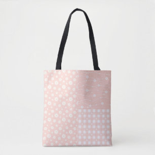 Patchwork Spring Pastell Pink Muster Tote Beutel Tasche