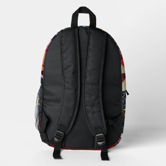 Patchwork Star Quilt Muster Bedruckter Rucksack (Rückseite)