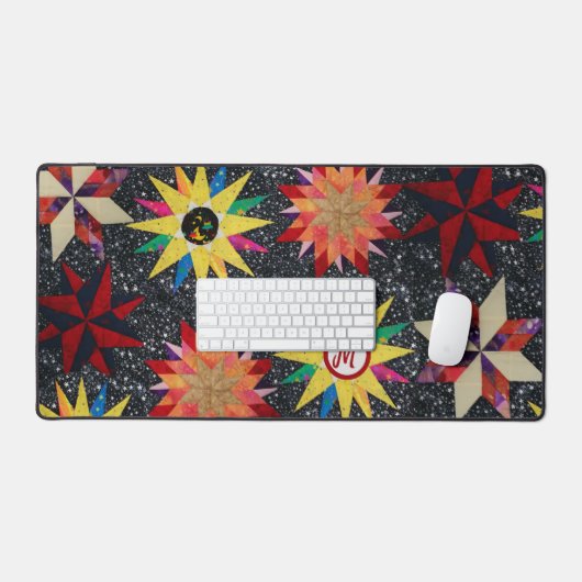 Patchwork Star Quilt Muster Schreibtischunterlage (Tastatur & Maus)