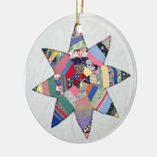 Patchwork star-Quilt-Urlaubsornament Keramik Ornament (Links)