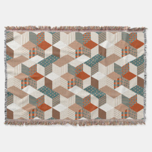 Patchwork Stars Vintag Brown Green Decke