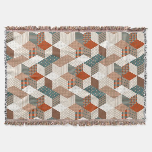 Patchwork Stars Vintag Brown Green Decke (Vorderseite)
