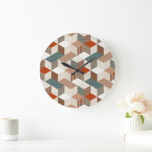 Patchwork Stars Vintag Brown Green Große Wanduhr (Zuhause)