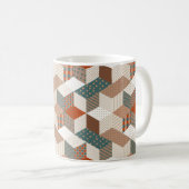 Patchwork Stars Vintag Brown Green Kaffeetasse (VorderseiteRechts)