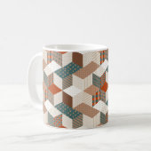 Patchwork Stars Vintag Brown Green Kaffeetasse (Vorderseite Links)