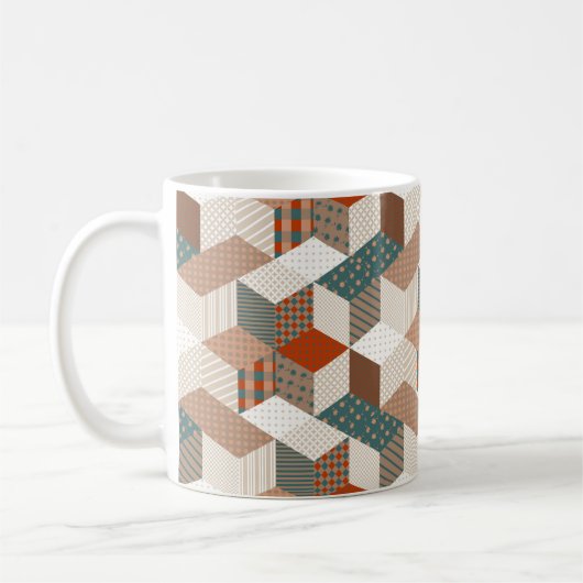 Patchwork Stars Vintag Brown Green Kaffeetasse (Links)