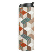 Patchwork Stars Vintag Brown Green Thermosbecher (Nach links gedreht)