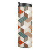Patchwork Stars Vintag Brown Green Thermosbecher (Nach rechts gedreht)