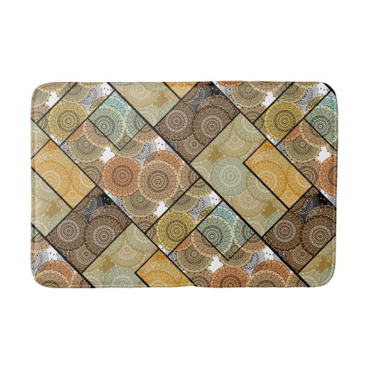 Patchwork Steppdecke Keramik Fliesen Kreise Mandal Badematte (Vorderseite)