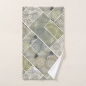 Patchwork Steppdecke Keramik Fliesen Kreise Mandal Badhandtuch Set (Handtuch)