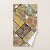 Patchwork Steppdecke Keramik Fliesen Kreise Mandal Badhandtuch Set (Handtuch)