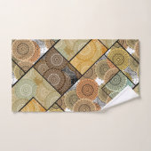 Patchwork Steppdecke Keramik Fliesen Kreise Mandal Badhandtuch Set (Handtuch)