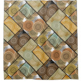 Patchwork Steppdecke Keramik Fliesen Kreise Mandal Duschvorhang (Vorderseite)