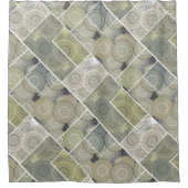 Patchwork Steppdecke Keramik Fliesen Kreise Mandal Duschvorhang (Vorderseite)