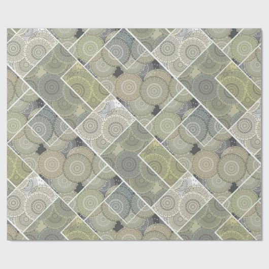 Patchwork Steppdecke Keramik Fliesen Kreise Mandal Geschenkpapier (Flach)