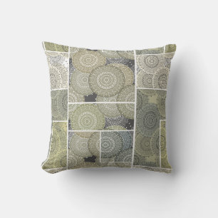 Patchwork Steppdecke Keramik Fliesen Kreise Mandal Kissen