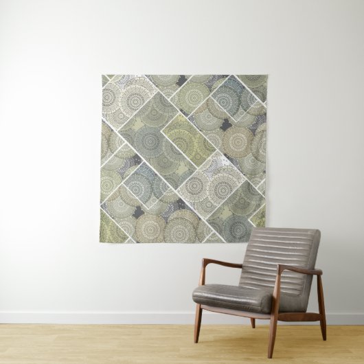 Patchwork Steppdecke Keramik Fliesen Kreise Mandal Wandteppich (Beispiel)