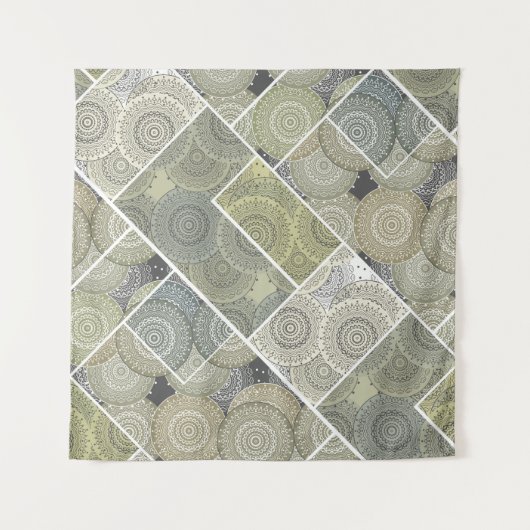 Patchwork Steppdecke Keramik Fliesen Kreise Mandal Wandteppich (Vorderseite)