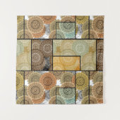 Patchwork Steppdecke Keramik Fliesen Kreise Mandal Wandteppich (Vorderseite (Horizontal))