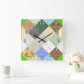Patchwork-Steppdecke Quadratische Wanduhr (Zuhause)