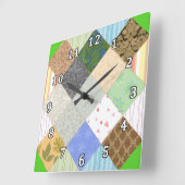 Patchwork-Steppdecke Quadratische Wanduhr (Winkel)