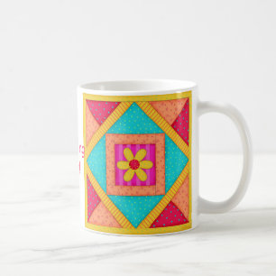 Patchwork-Steppdecken-Block-"Steppdecken-Nuss-" Kaffeetasse