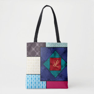 Patchwork-Steppdecken-Monogramm Tasche