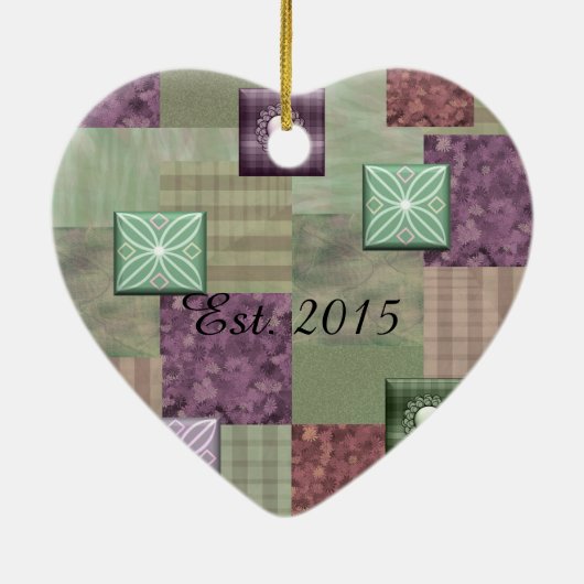 Patchwork-Steppdecken-Verzierung Keramik Ornament (Hinten)