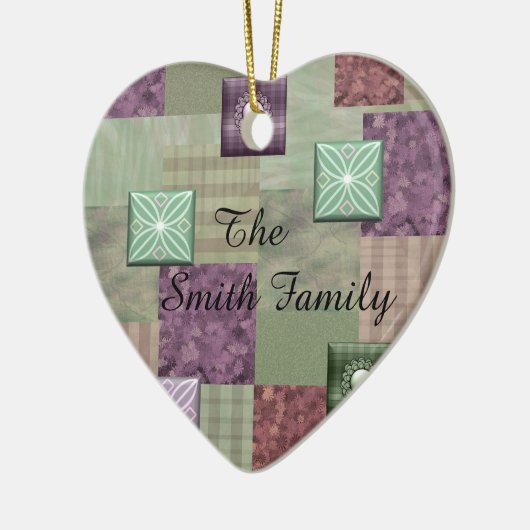 Patchwork-Steppdecken-Verzierung Keramik Ornament (Links)