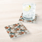 Patchwork-Sterne Vintage Braun Grün Glasuntersetzer (Schrägansicht)