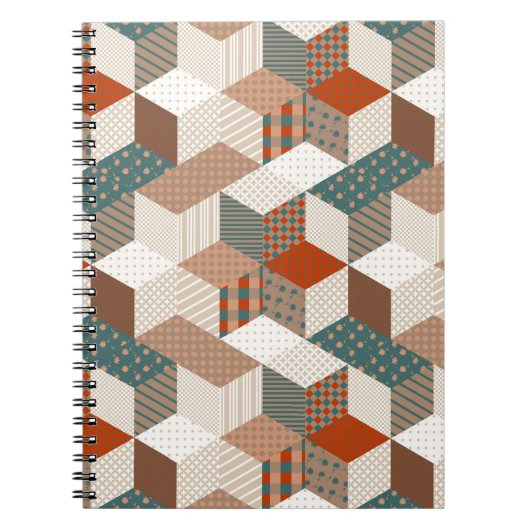 Patchwork-Sterne Vintage Braun Grün Notizblock (Vorderseite)