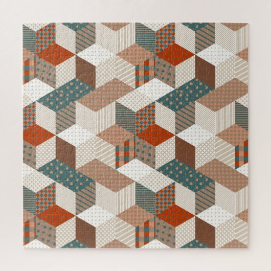 Patchwork-Sterne Vintage Braun Grün Puzzle (Vertikal)