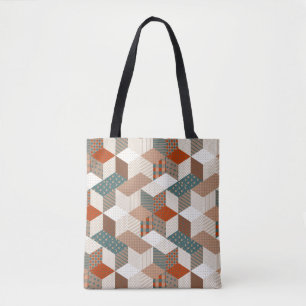 Patchwork-Sterne Vintage Braun Grün Tasche