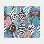 Patchwork-Stil, Aquarellmuster. Fleecedecke (Vorderseite (Horizontal))