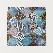 Patchwork-Stil, Aquarellmuster. Wandteppich (Vorderseite (Horizontal))