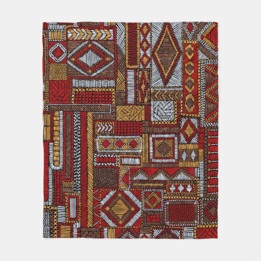 Patchwork-Stil bestickter ethnischer Druck Fleecedecke (Vorderseite)