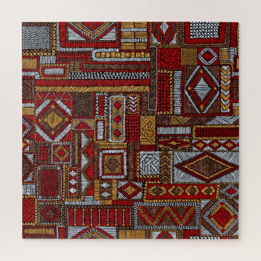 Patchwork-Stil bestickter ethnischer Druck Puzzle (Vertikal)