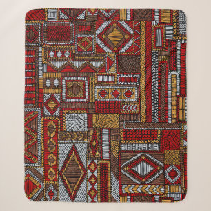 Patchwork-Stil bestickter ethnischer Druck Sherpadecke