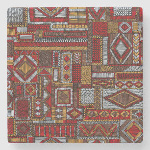 Patchwork-Stil bestickter ethnischer Druck Steinuntersetzer