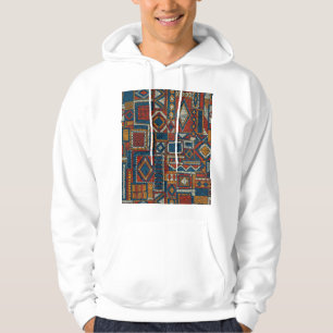 Patchwork-Stil bestickter Vintage-Druck Hoodie